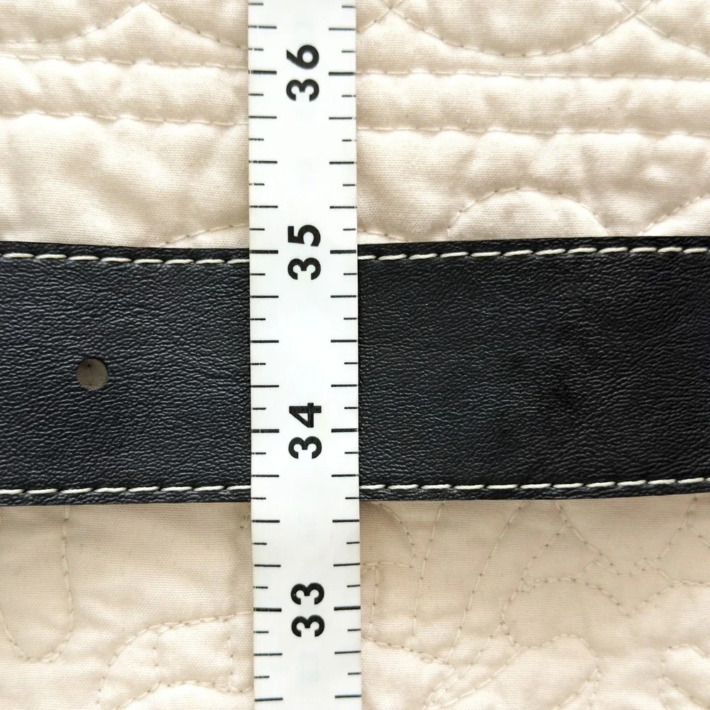 Western Black Contrast Stitch Belt Silver Buckle Grunge Cowgirl Y2K